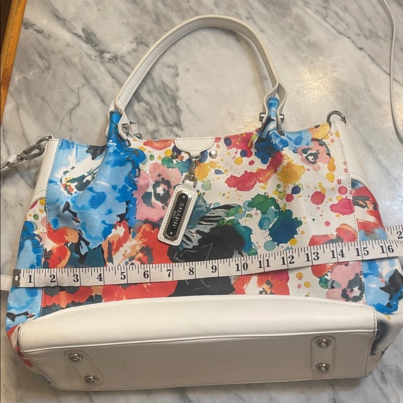 Sharif 1827 Floral Watercolor Print Multi-Pocket Leather Hobo/Shoulder Bag - Picture 13 of 14